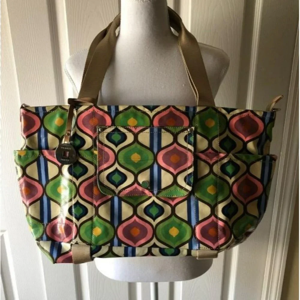 Franco Sarto Large Retro Pattern Coated Canvas Tote Bag - Picture 1 of 8